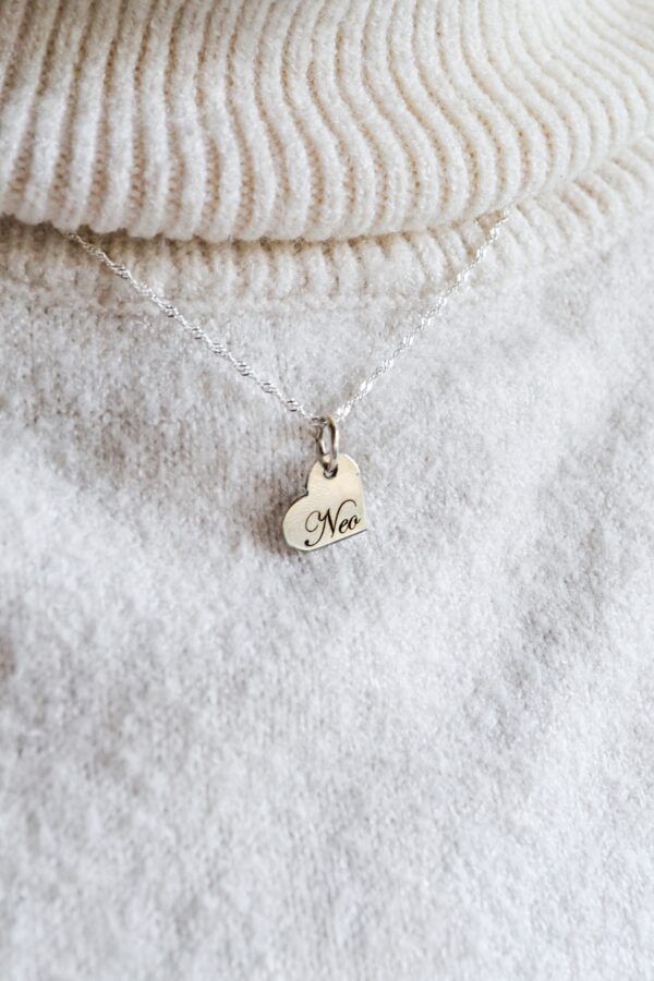 PULSERA O COLLAR DIJE DE PLATA 925 - CORAZÓN  - GRABADO - Image 3