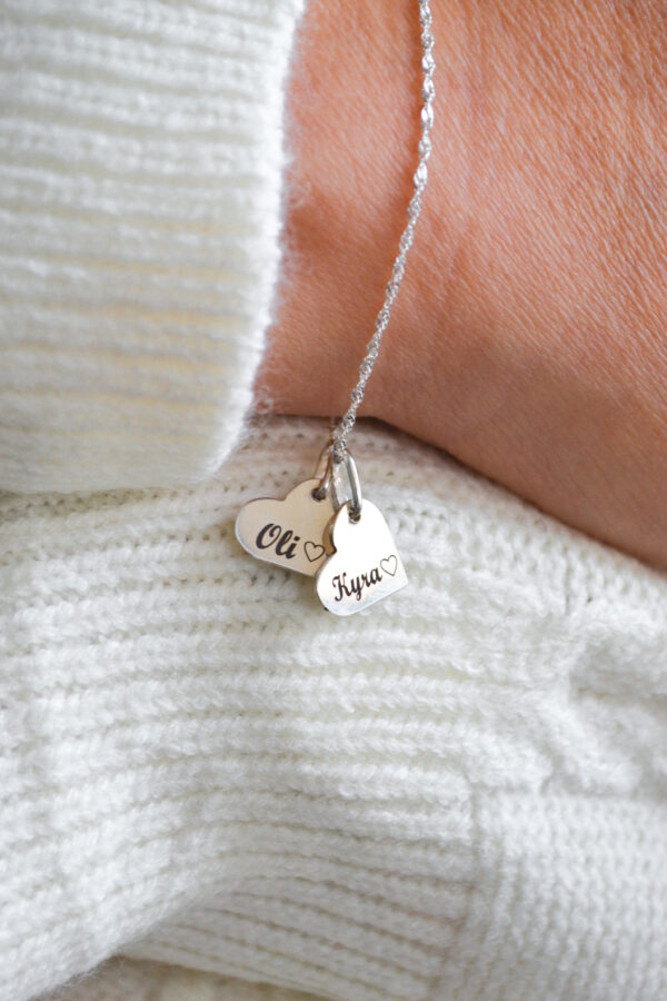 PULSERA O COLLAR DIJE DE PLATA 925 - CORAZÓN  - GRABADO - Image 7